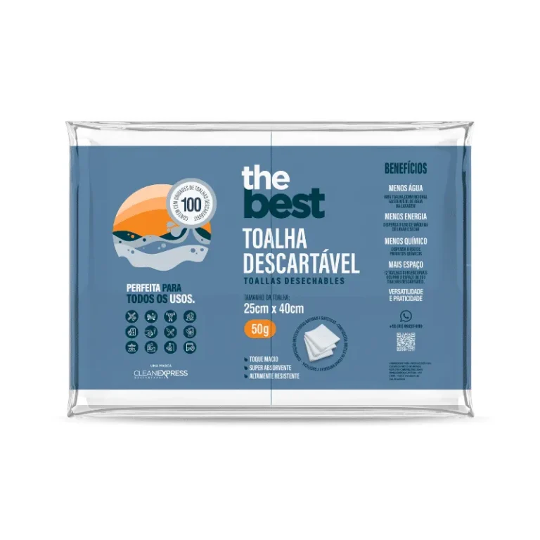 Toalha Descartável The Best 25x40cm | 50g | 100un